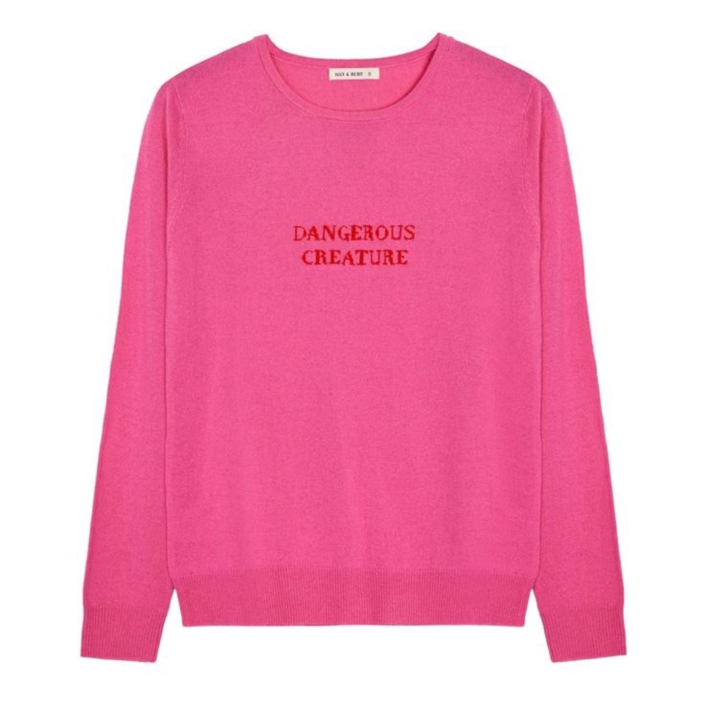 SOLD Iggy & Burt “Dangerous Creature” Pink Wool Cashmere Blend Sweater